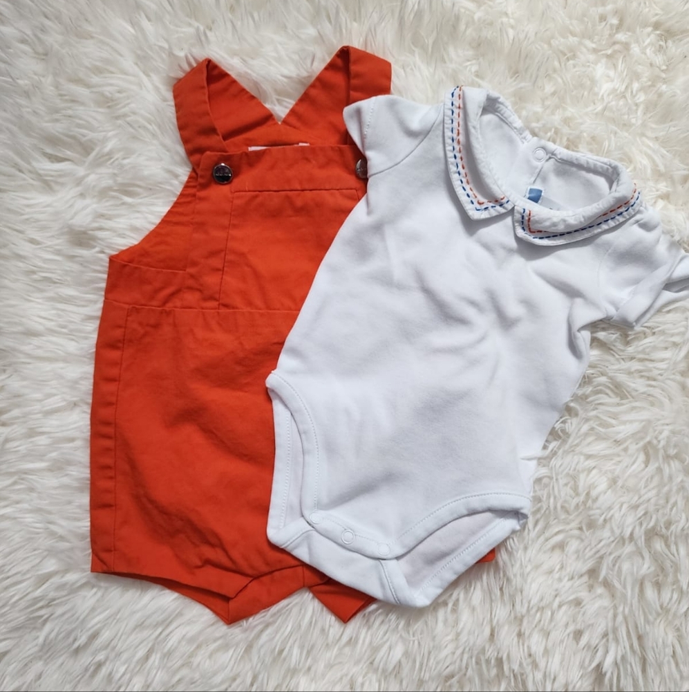 Jacadi Orange and White Kids Matching Set